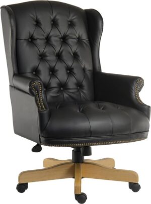 Chairman Traditional Leather Executive Chair in Black