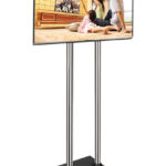chrome Mobile TV Stand fixed to floor