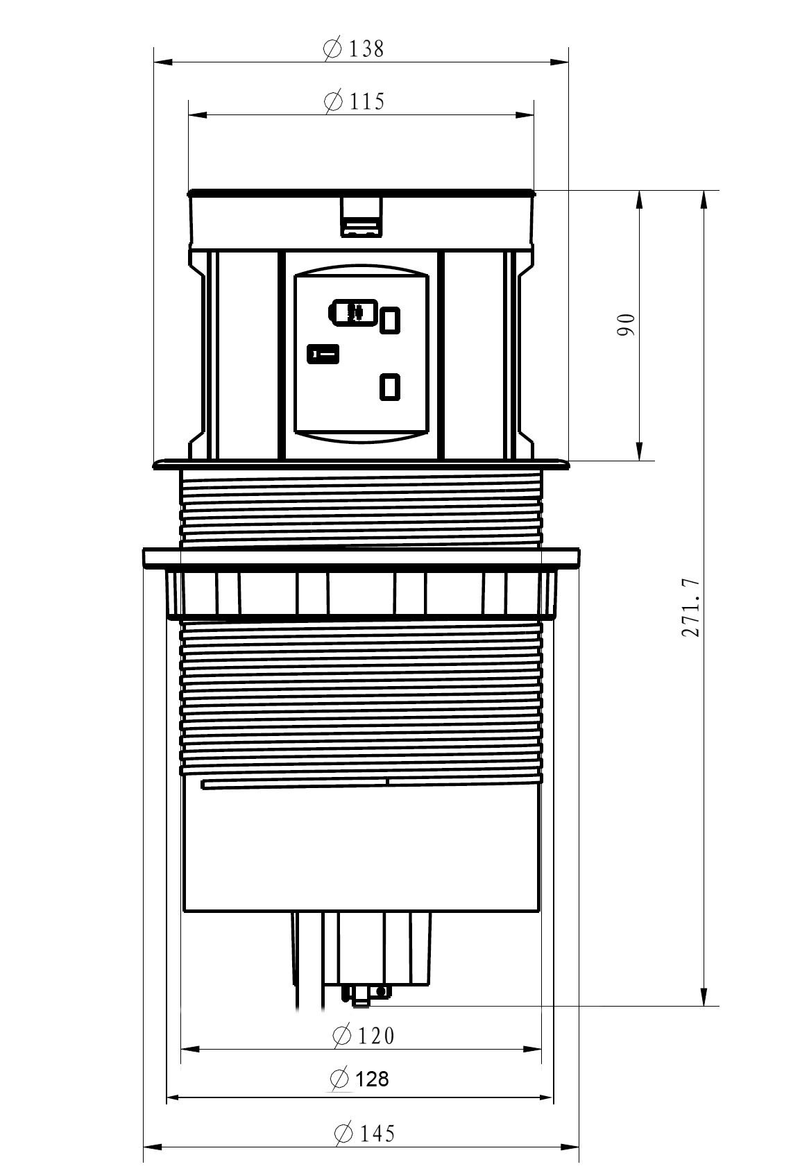 pp107s4_sizes pop up power module grommet drawing